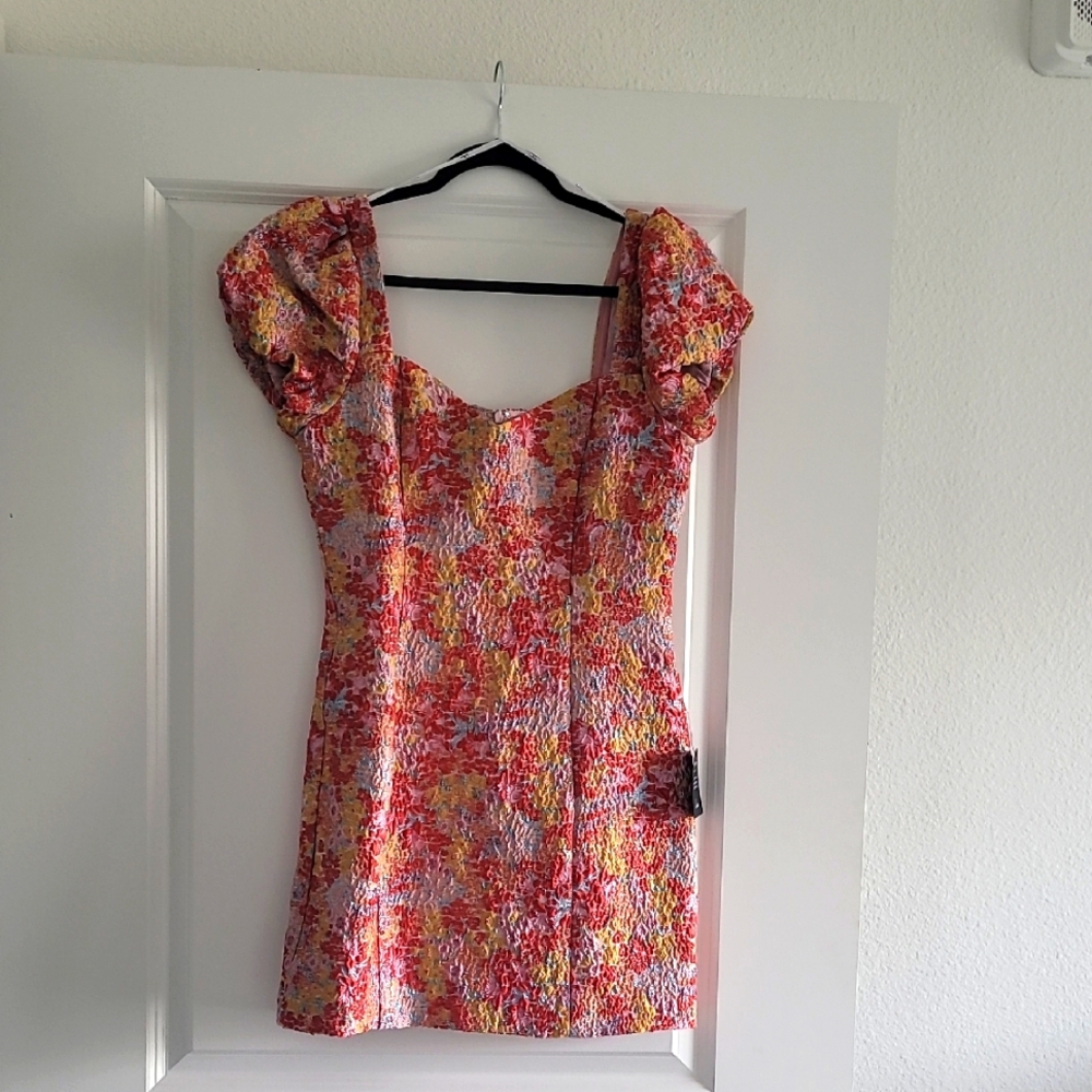 Floral Puff Sleeve Mini Dress